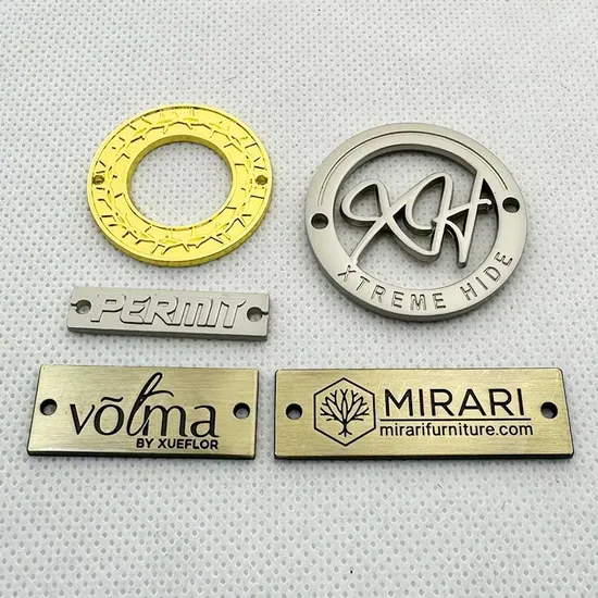 Sinicline Sew on Small Size Glossy Silver Laser Logo Metal Brand Tag